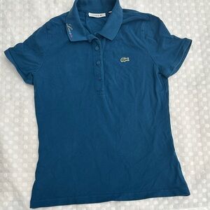 Lacoste Women's Slim Fit Stretch Piqué Polo Shirt in Legion Blue size 36